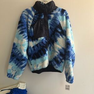 Free People Blue and Black Tie-Dye Sweatshirt